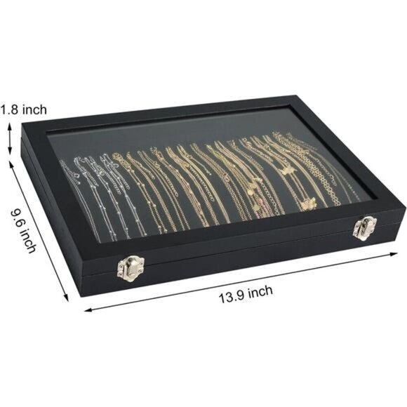 Premium Necklace Organizer Box - 20 Hooks Jewelry Tray with Transparent Lid - - Picture 2 of 7